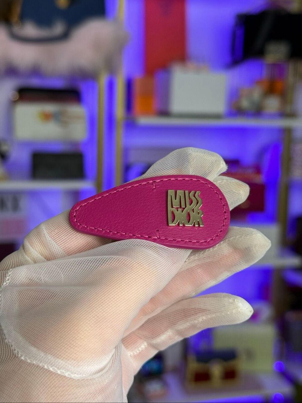Dior Christian Dior MISS DIOR Barbie Pink Hair Clip Leather